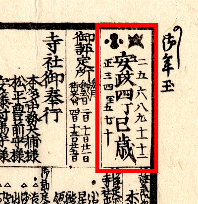 安政四年の絵暦・大小暦
